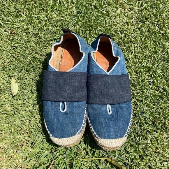 Rag & Bone Nina Blue Denim Leather Jute Slip-On Espadrilles Size 38 / 7.5 - Picture 15 of 15